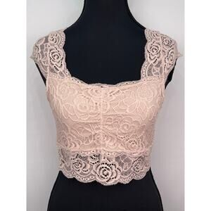 Free People Intimately Lace Bralette Top Medium Pink Nude